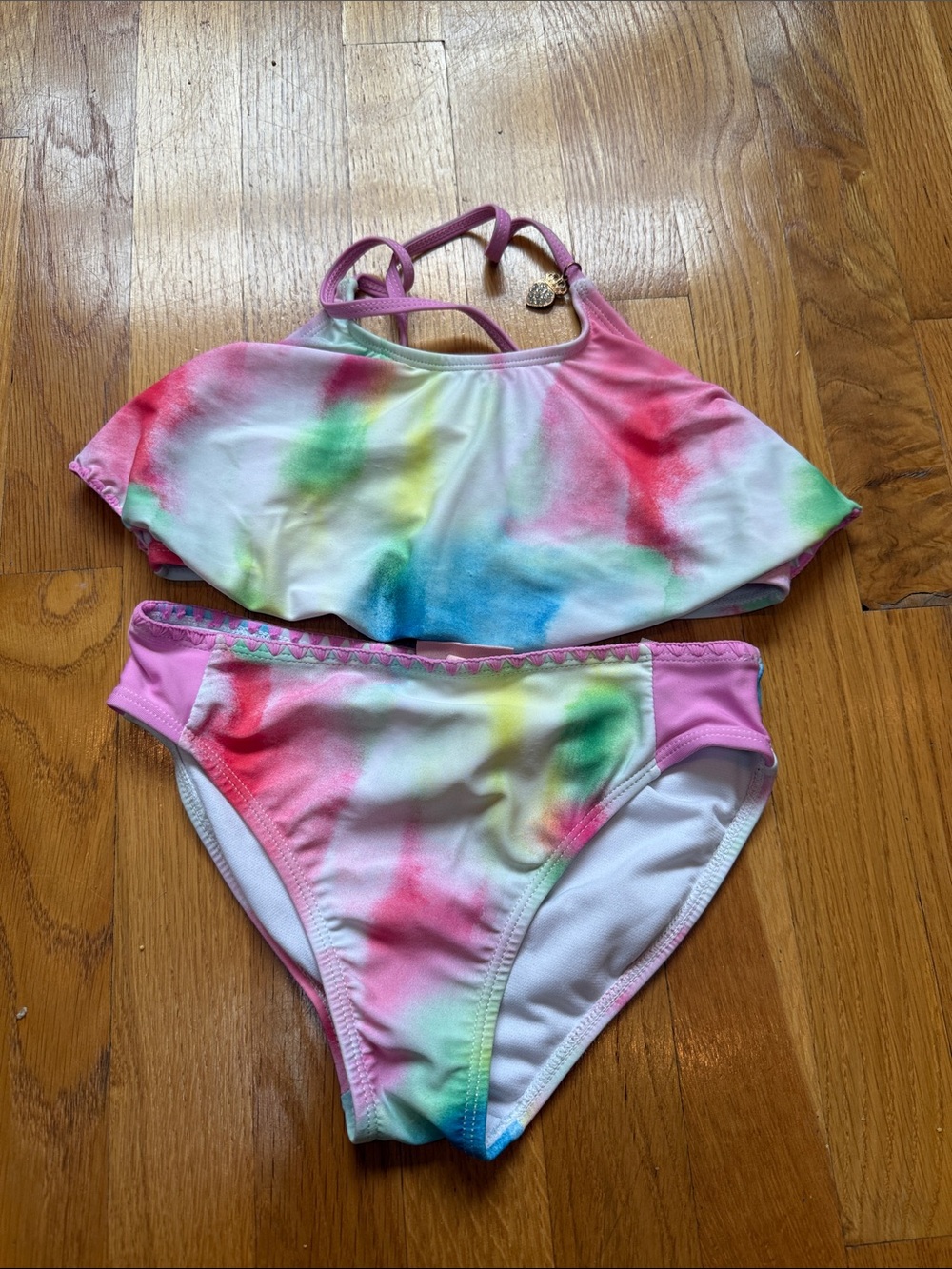 Juicy Couture Girls' Pink Multicolor Tie-Dye Two-Piece Bikini